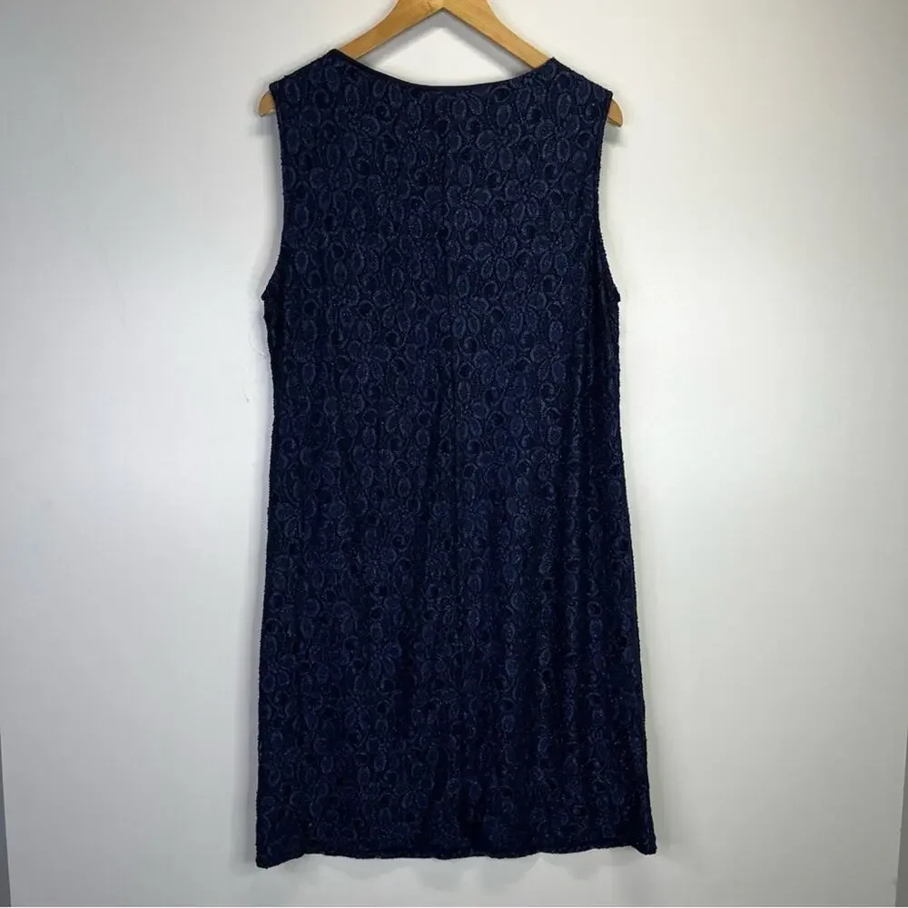 R&M Richards Beaded Neck Lace dress navy blue - 18d - Picture 6 of 9